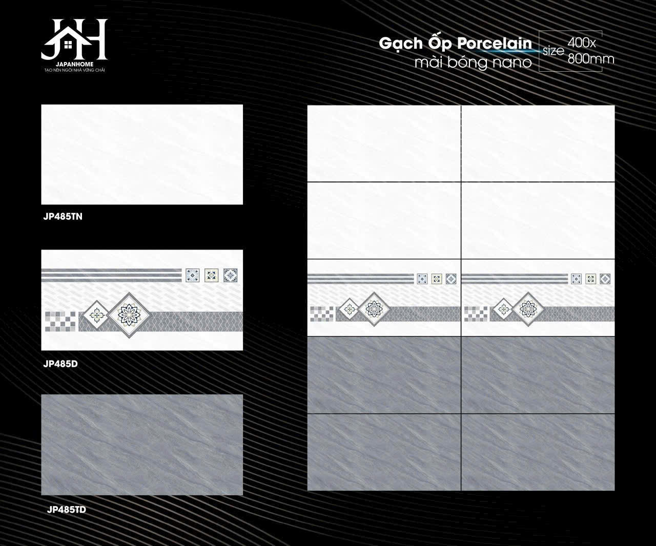 Gạch Ôp Tường 40x80cm đậm-nhạt 485-5776