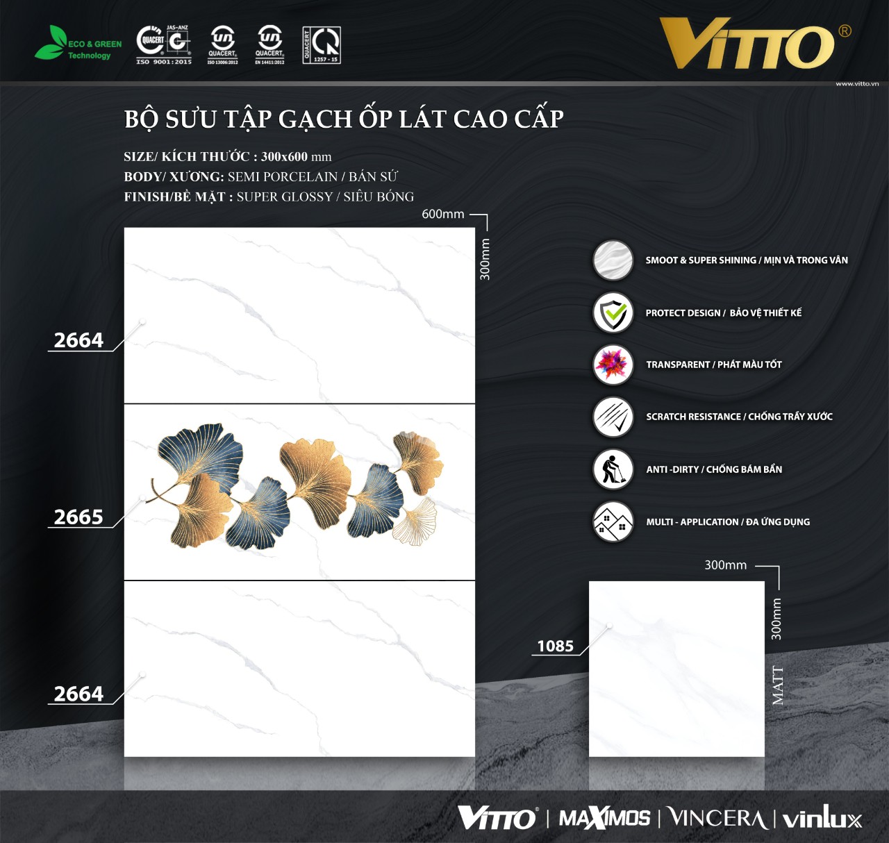 Gạch ốp tường 30x60 VITTO-1503