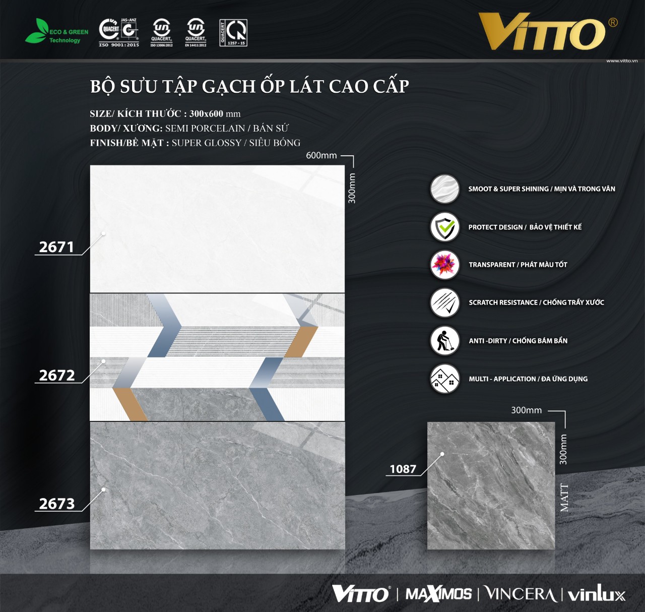 Gạch ốp tường 30x60 VITTO-1507