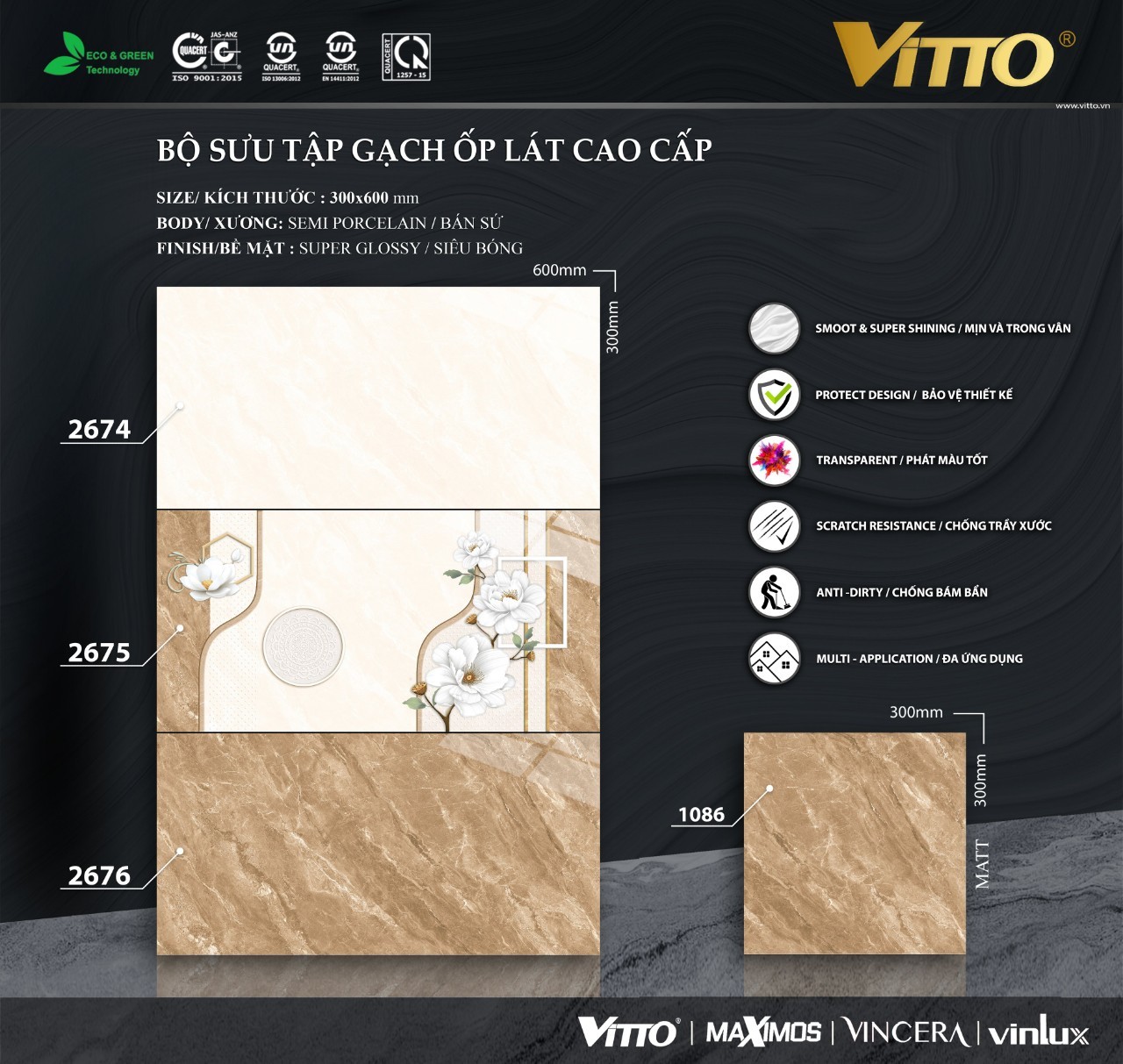 Gạch ốp tường 30x60 VITTO-1500