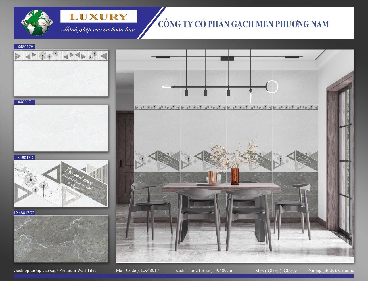 Gạch ốp tường 40x80cm PHƯƠNG NAM-1712