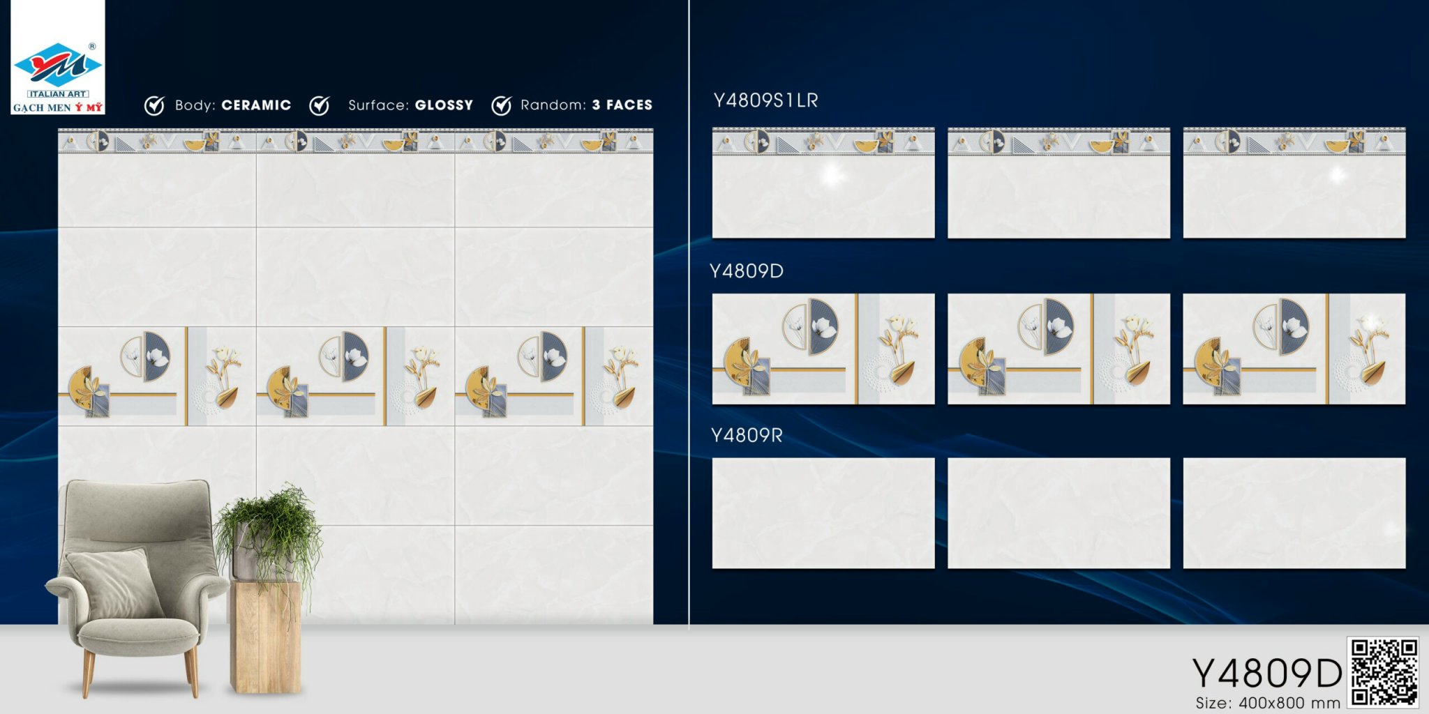 Gạch ốp tường 40x80cm Ý MỸ-1794